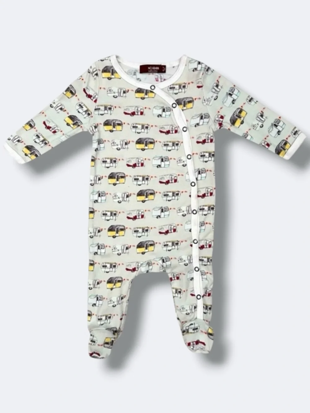 Milkbarn One Piece Pajamas 0-3M Organic Cotton Camper Trailer Footed